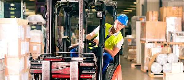 forklift in warehouse